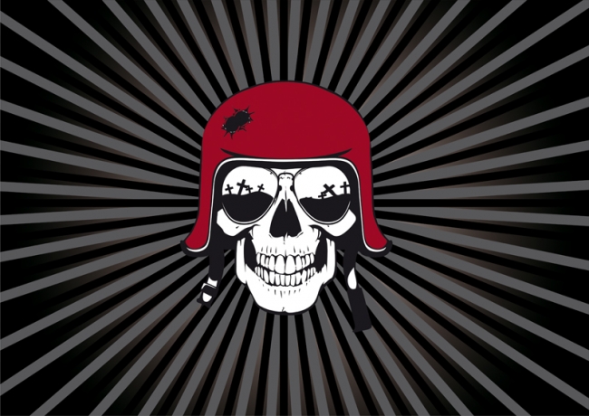 Skull with Red Helmet