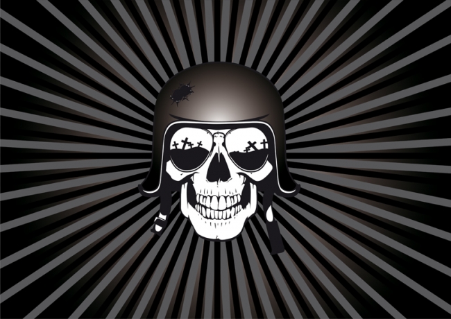 Skull with Black Helmet